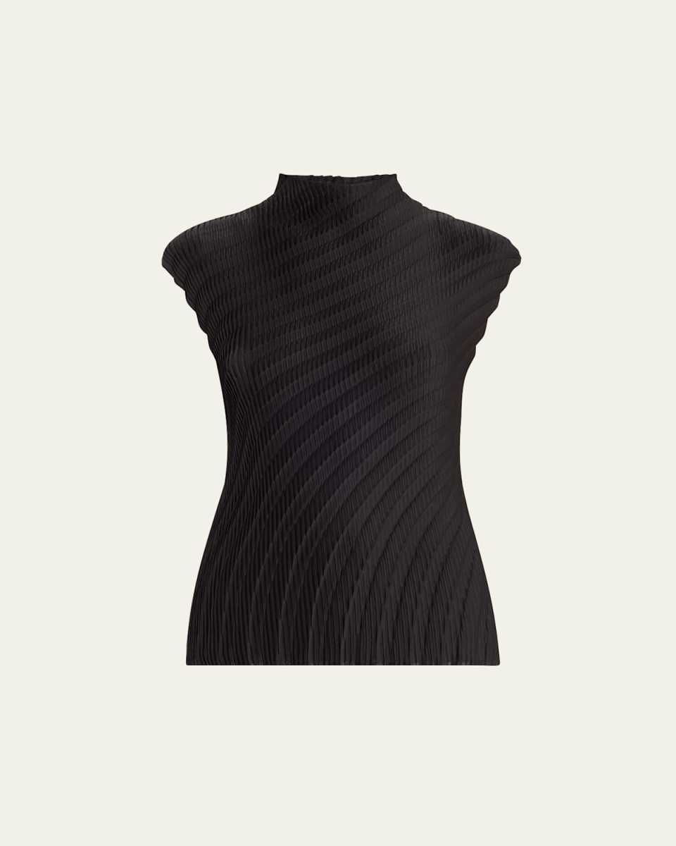 Nuance High-Neck Pleats Top